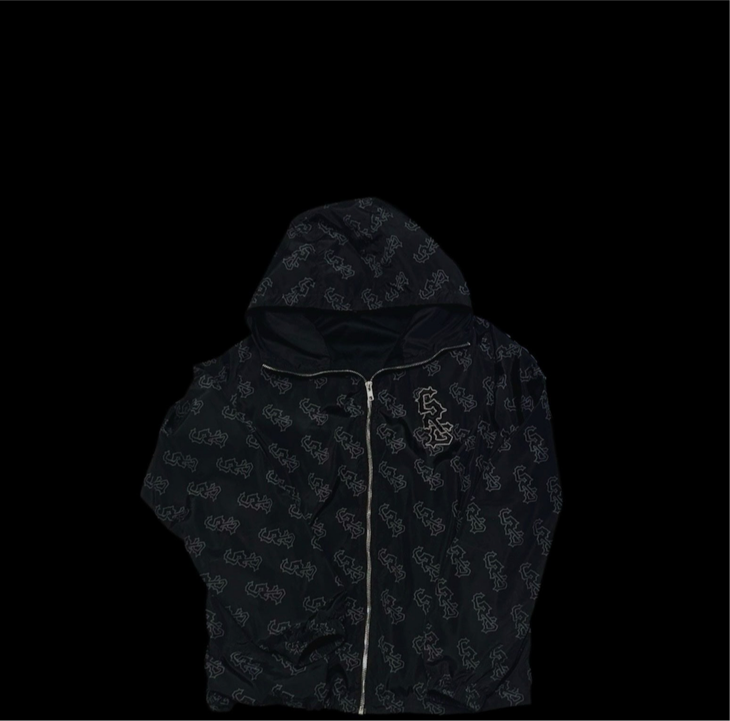 BLACK MONOGRAM WINDBREAKER
