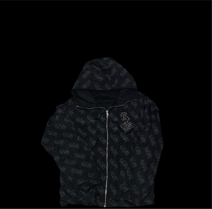 BLACK MONOGRAM WINDBREAKER
